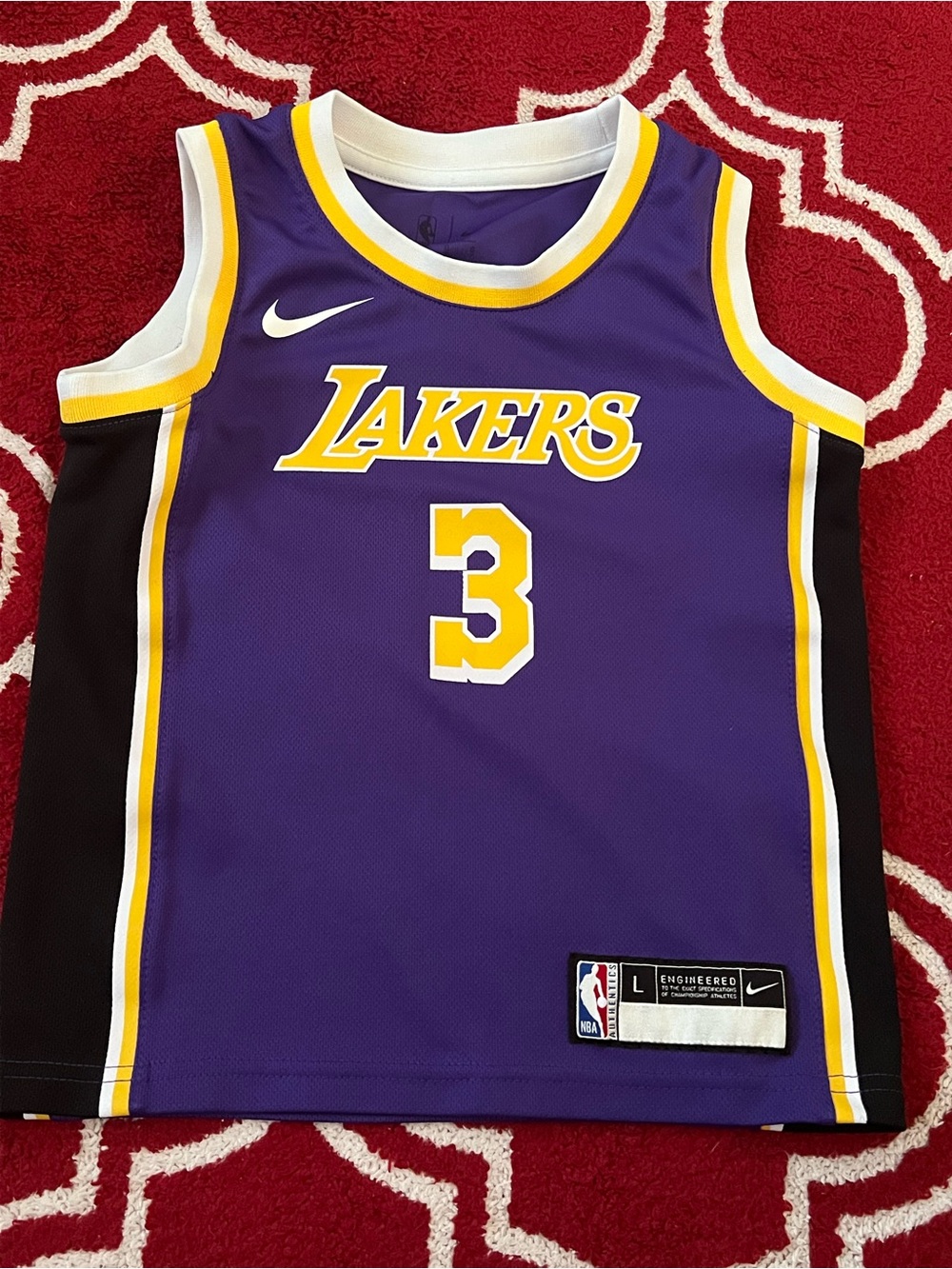 Nike Purple and Gold Lakers #3 Kids Jersey